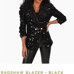 Black velvet Sequin Blazer. Emily McCarthy Bradford blazer